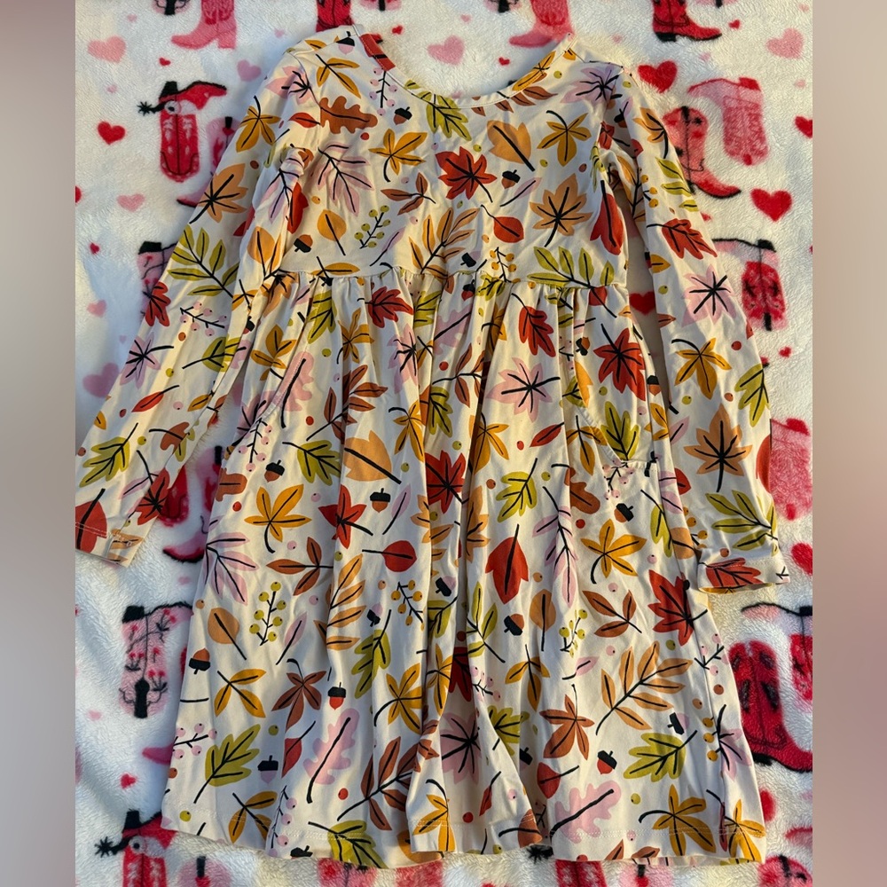 Hanna Andersson Yellow and Green Pleated Tiered long sleeve Sundress